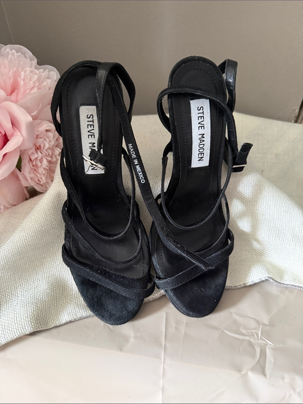Steve Madden Black Strappy High Heel Sandals - Picture 3 of 5